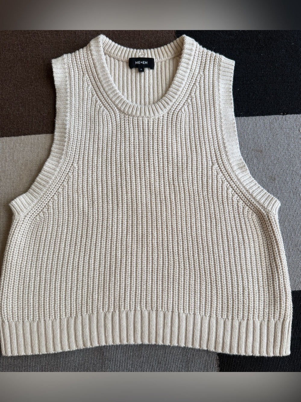 ME+EM Sleeveless Knit Cotton Cashmere Tank Vest Sweater ivory cream